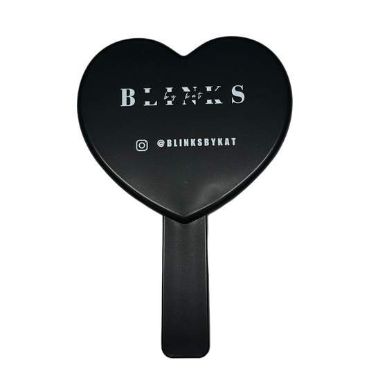 LARGE BLACK HEART HAND MIRROR